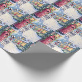 Dalmatiner Festiviteitspostbus Kerst Kunst Cadeaupapier (Hoek)