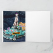 Dalmatiner Hond Halloween Truck Griezelnacht Kaart (Binnen)