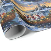 Dalmatiner Kerstboot Vakantie Cadeaupapier (Rol Hoek)