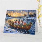 Dalmatiner Kerstboot Vakantie Kaart (Gele Bloem)