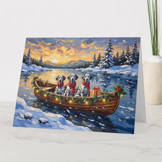 Dalmatiner Kerstboot Vakantie Kaart (Voorkant)