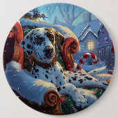Dalmatiner Kerstfeest Ronde Button 6,0 Cm (Voorkant)