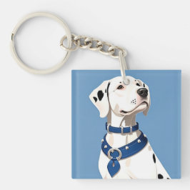 Dalmatiner met blauwe halsband sleutelhanger