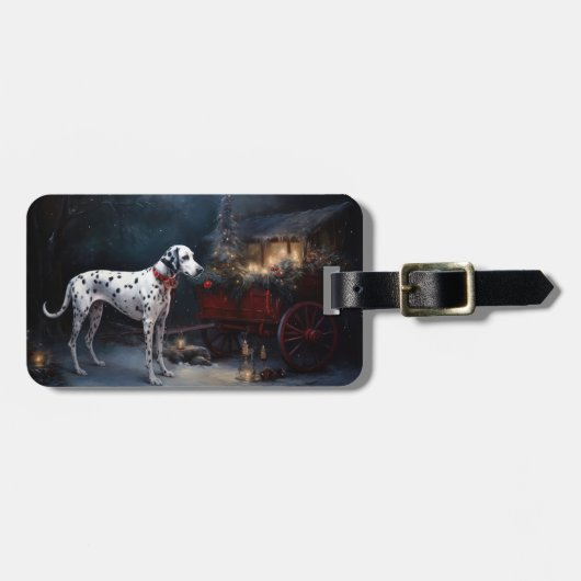 Dalmatiner Sneeuw Slede Kerst Decoratie  Bagagelabel (Voorkant horizontaal)