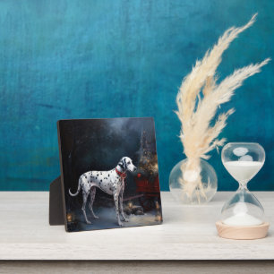 Dalmatiner Sneeuw Slede Kerst Decoratie Fotoplaat