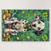 Dalmatiner St. Patrick's Day Geluks Hond Legpuzzel (Horizontaal)