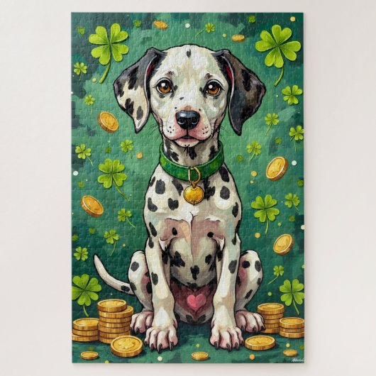 Dalmatiner St. Patrick's Day Geluks Hond Legpuzzel (Verticaal)