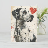 Dalmatiner Valentijnsdag vintage Feestdagenkaart (Staand voorkant)