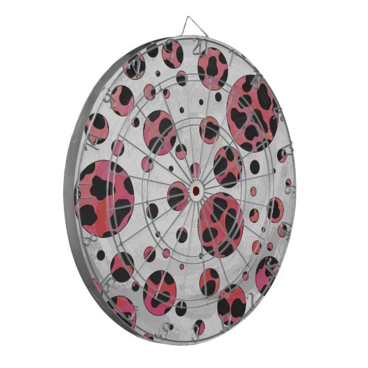 Dalmatiner Zwart en Rood met Stippen Dartbord (Voorkant Links)
