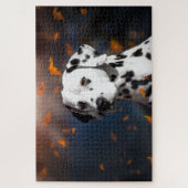 Dalmation Dog Animal Portret Fall Leaves Legpuzzel (Verticaal)