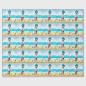 Dalmation Dog op Beach Cadeaupapier (Vlak)