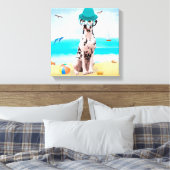 Dalmation Dog op Beach Canvas Afdruk (Insitu (Slaapkamer))