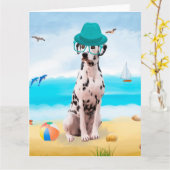 Dalmation Dog op Beach Kaart (Gele Bloem)