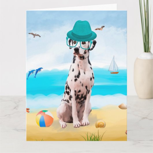 Dalmation Dog op Beach Kaart (Voorkant)