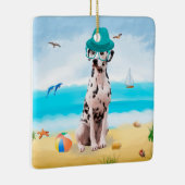 Dalmation Dog op Beach Keramisch Ornament (Rechts)