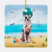Dalmation Dog op Beach Keramisch Ornament (Achterkant)