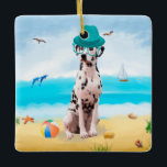 Dalmation Dog op Beach Keramisch Ornament<br><div class="desc">Kute dog op het strand is een perfect cadeauidee voor iemand die van dit hondenras houdt.</div>