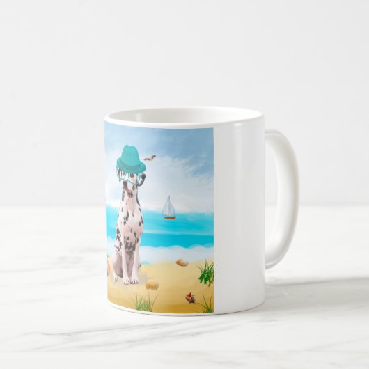 Dalmation Dog op Beach Koffiemok (Voorkant rechts)