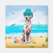 Dalmation Dog op Beach Magneet (Voorkant)