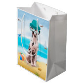 Dalmation Dog op Beach Medium Cadeauzakje (Achterkant Gekanteld)