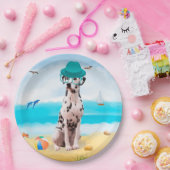 Dalmation Dog op Beach Papieren Bordje (Feest)