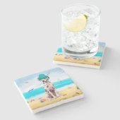 Dalmation Dog op Beach Stenen Onderzetter (Zijkant)