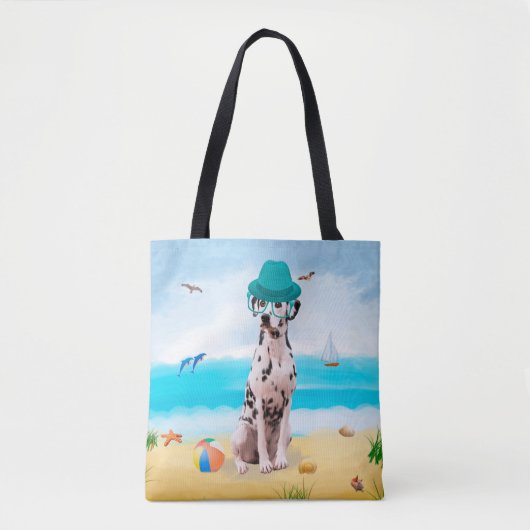 Dalmation Dog op Beach Tote Bag (Voorkant)