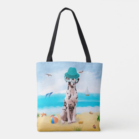 Dalmation Dog op Beach Tote Bag (Achterkant)