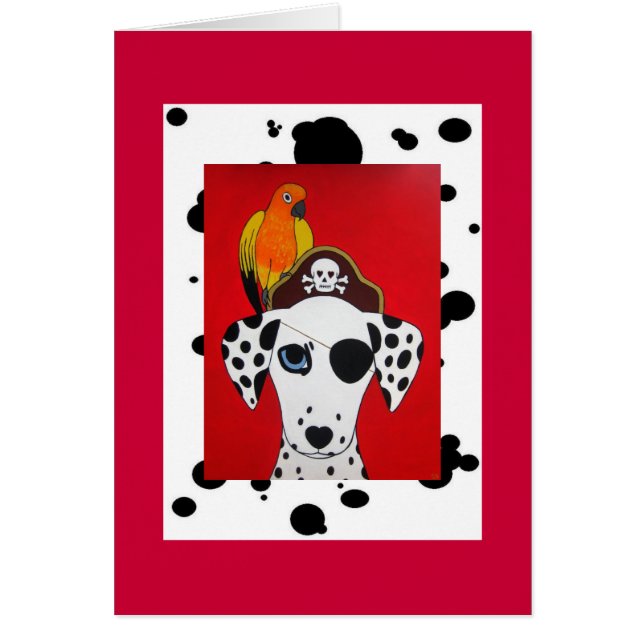 Dalmation Pirate Dog en Parrot Card (Voorkant)