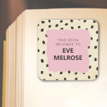 Dalmation print spotty mint bookplate sticker<br><div class="desc">Een bladwijzer met een sticker met een penseelpatroon met een penseelstreek Dalmatiaan met een mint-vierkant in het midden voor de tekst.</div>