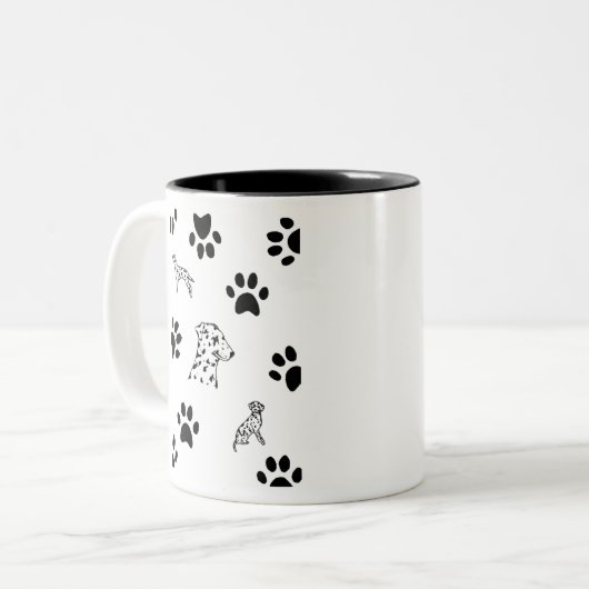 Dalmation puppies Dog paws Two-Tone koffiemok Tweekleurige Koffiemok (Voorkant links)