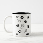 Dalmation puppies Dog paws Two-Tone koffiemok Tweekleurige Koffiemok (Links)