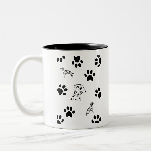 Dalmation puppies Dog paws Two-Tone koffiemok Tweekleurige Koffiemok (Links)