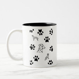 Dalmation-puppies zwaaien tweetone koffie-mok tweekleurige koffiemok