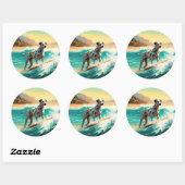 Dalmation strand surfschildering  ronde sticker (Vel)