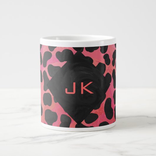 Dalmations Monogram Zwart en Rood Grote Koffiekop (Voorkant)