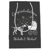 Dalmatisch Baby shower hondensilhouet Medium Cadeauzakje (Voorkant)