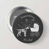 Dalmatisch Baby shower hondensilhouet Ronde Button 7,6 Cm (Voorkant /achterkant)