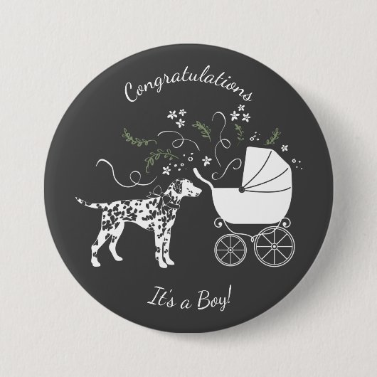 Dalmatisch Baby shower hondensilhouet Ronde Button 7,6 Cm (Voorkant)
