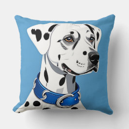 Dalmatisch hondenportret met blauwe kraag kussen