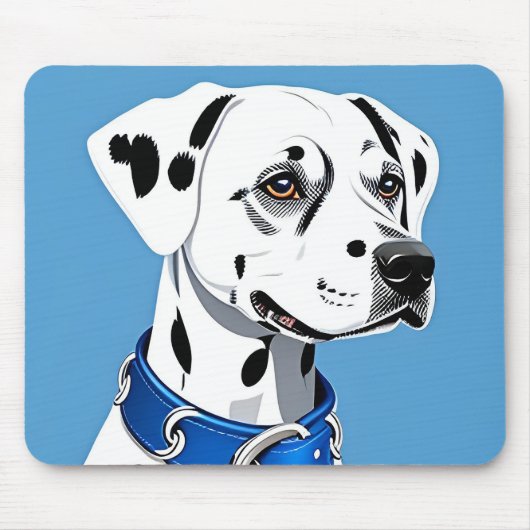 Dalmatisch hondenportret met blauwe kraag muismat (Voorkant)