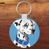 Dalmatisch hondenportret met blauwe kraag sleutelhanger (Voorkant)