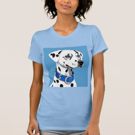 Dalmatisch hondenportret met blauwe kraag t-shirt