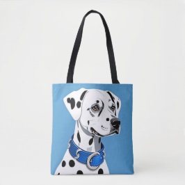 Dalmatisch hondenportret met blauwe kraag tote bag
