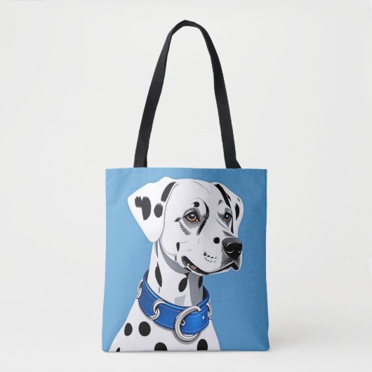 Dalmatisch hondenportret met blauwe kraag tote bag (Voorkant)