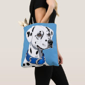 Dalmatisch hondenportret met blauwe kraag tote bag (Dichtbij)