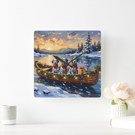Dalmatisch Kerstbootfeest Vierkante Klok (Huis)
