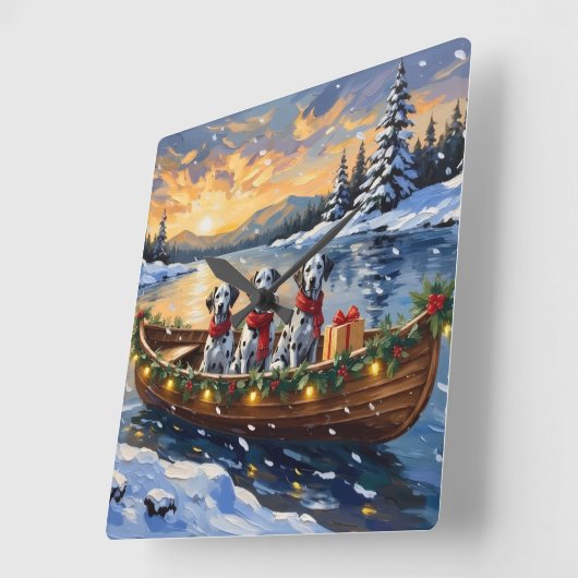 Dalmatisch Kerstbootfeest Vierkante Klok (Hoek)