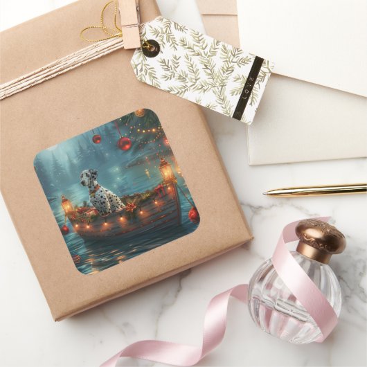 Dalmatisch Kerstfeest Reis Vierkante Sticker (Geschenken)