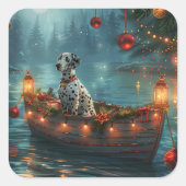 Dalmatisch Kerstfeest Reis Vierkante Sticker (Voorkant)